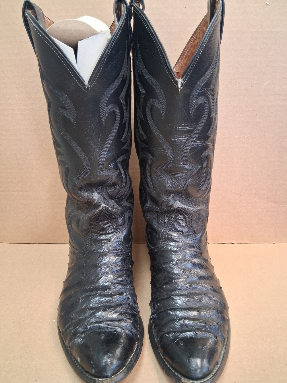 Nocona Boots, Black - Ostrich , Size 7 , Item 145